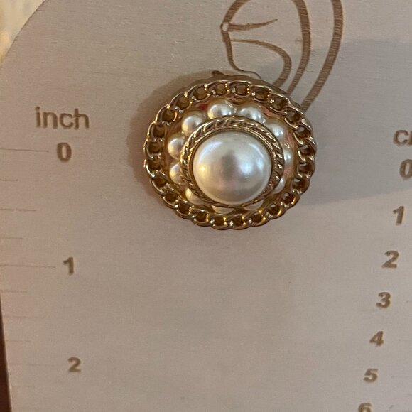Bundle 3 for $12. Gold & Pearl Statement Stud Earrings – Lightweight Retro Style - Picture 1 of 2